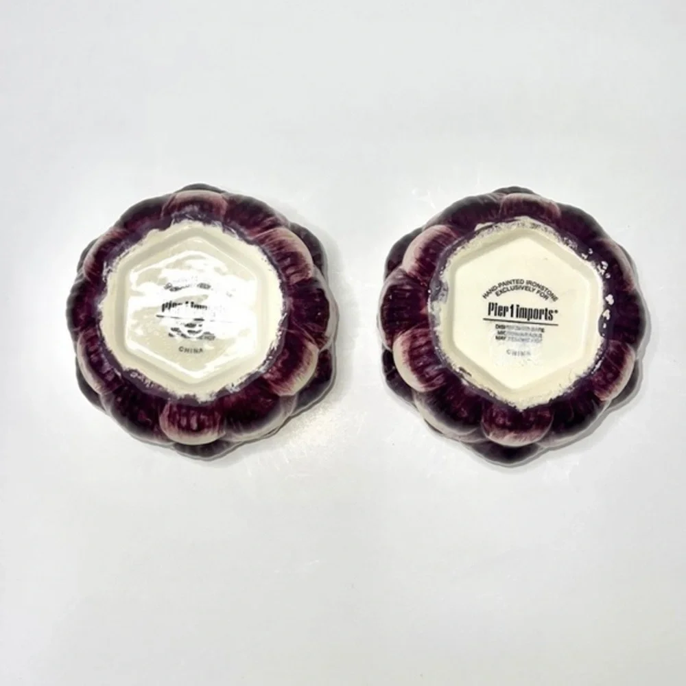 Pier 1 Imports Artichoke Hand-painted Ironstone Small Bowls (Set of 2)